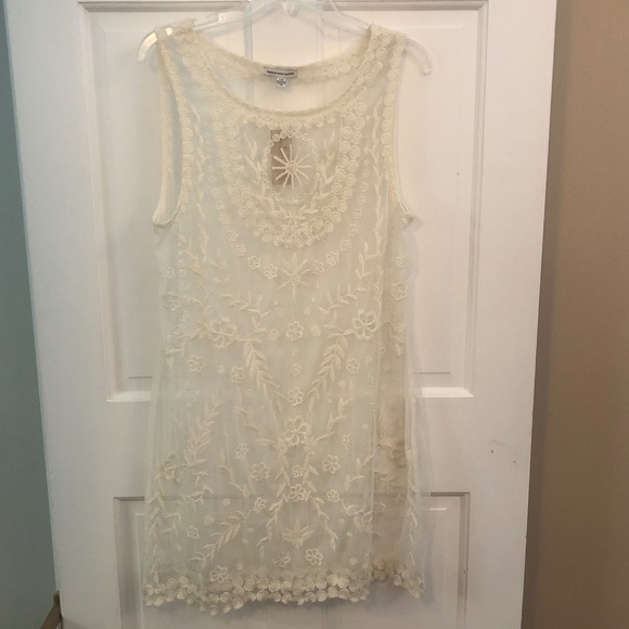 American Eagle Outfitters Dresses & Skirts - American Eagle Outfitters cream lace sheath overlay size L NWT